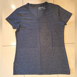 Eddie Bauer V-neck short sleeved wicking  women's  dark grey t-shirt size medium